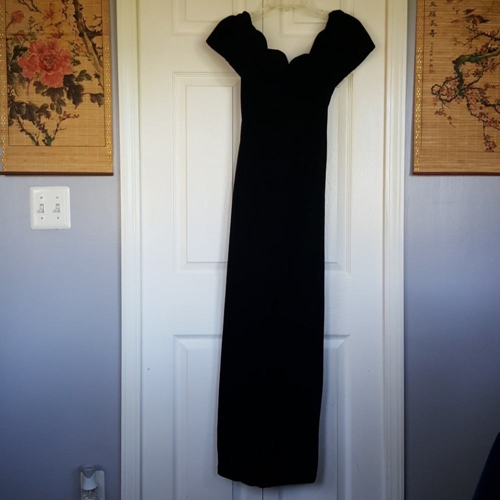 Black Velvet Full Length Formal Gown